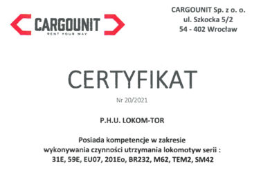 Certyfikat „CARGOUNIT”